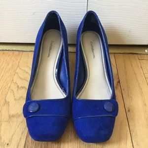 Blue suede heels